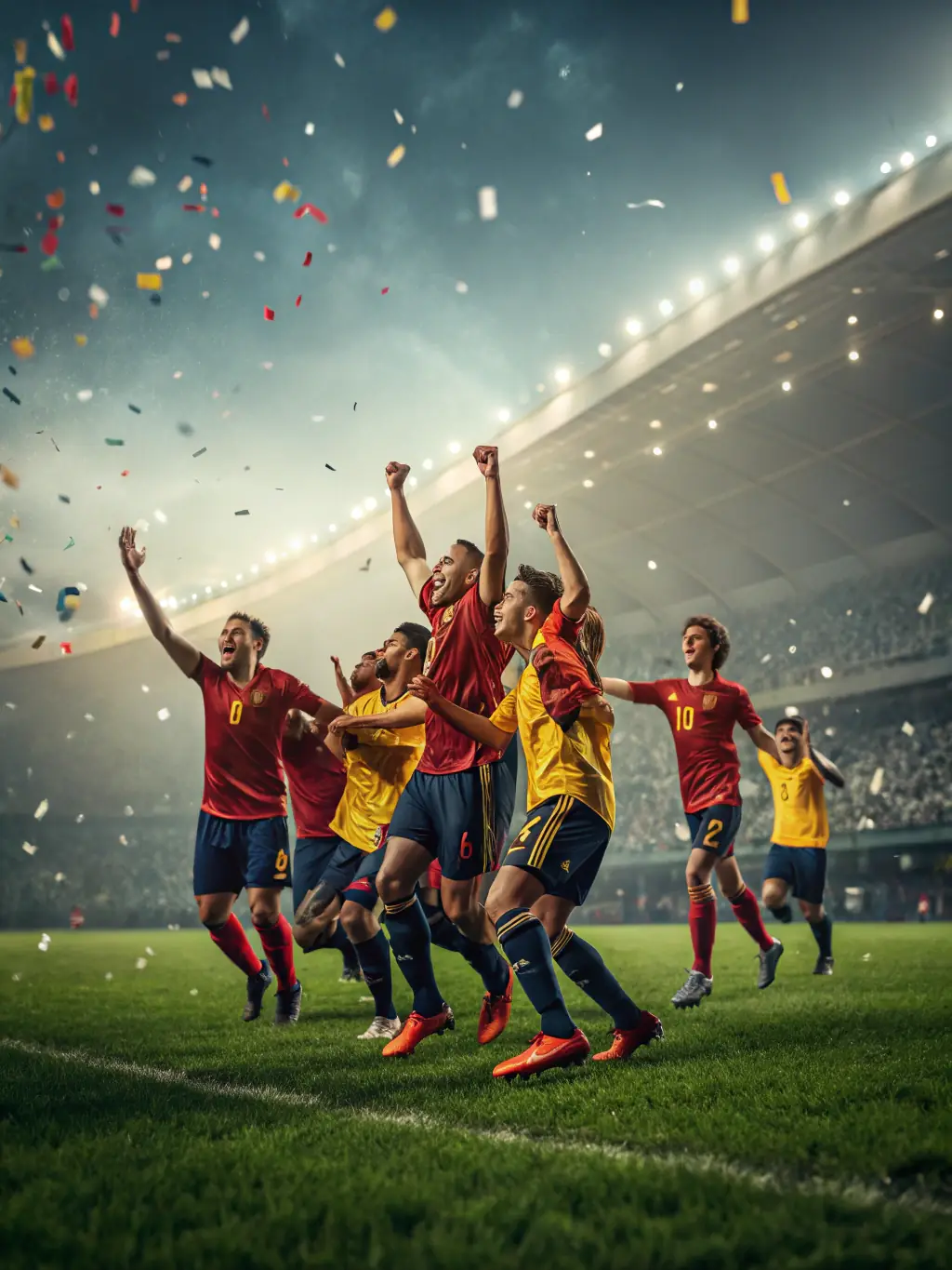 A group photo of VFC VIERZON players of different ages and backgrounds celebrating a victory, symbolizing inclusivity and camaraderie within the club.