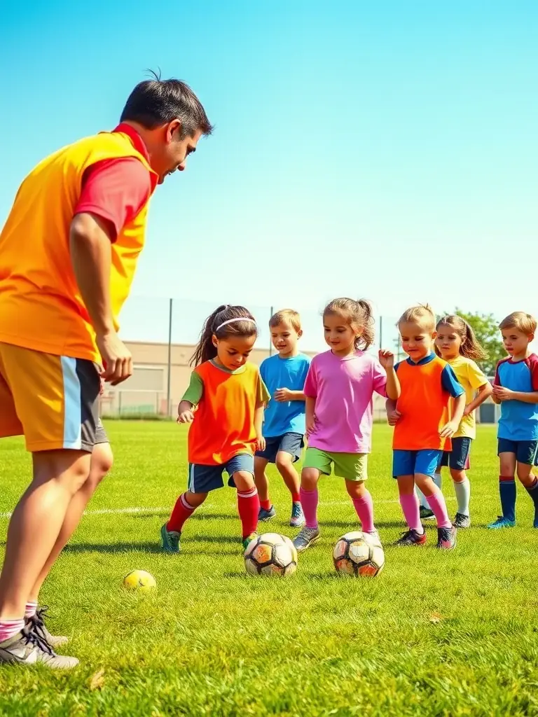 A dynamic image of young children participating in a VFC VIERZON football training session, focusing on fundamental skills and teamwork.